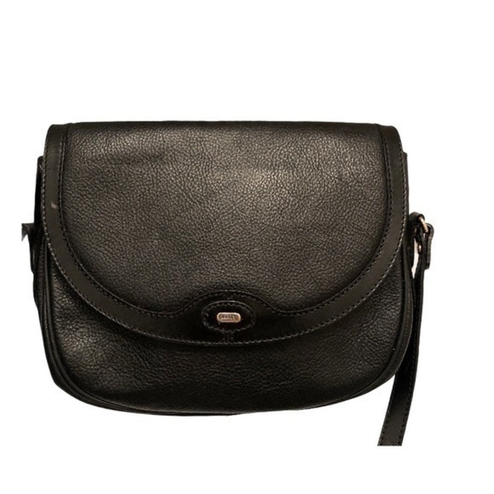 Bally vintage black leather saddle flap messenger black leather bag